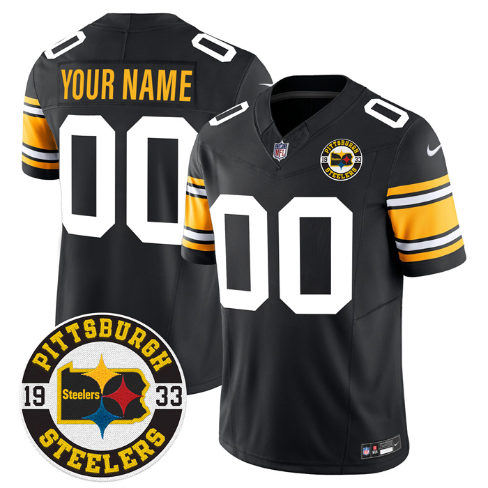 Men's Pittsburgh Steelers Custom Throwback 1933 Patch black big Number F.U.S.E. Vapor Limited Stitched Jersey