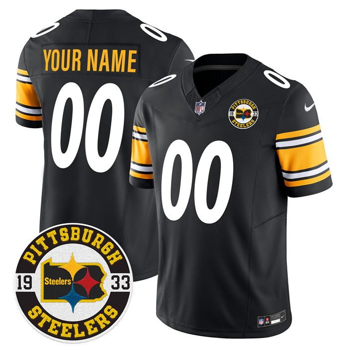 Men's Pittsburgh Steelers Custom Throwback 1933 Patch Black F.U.S.E. Vapor Limited Stitched Jersey