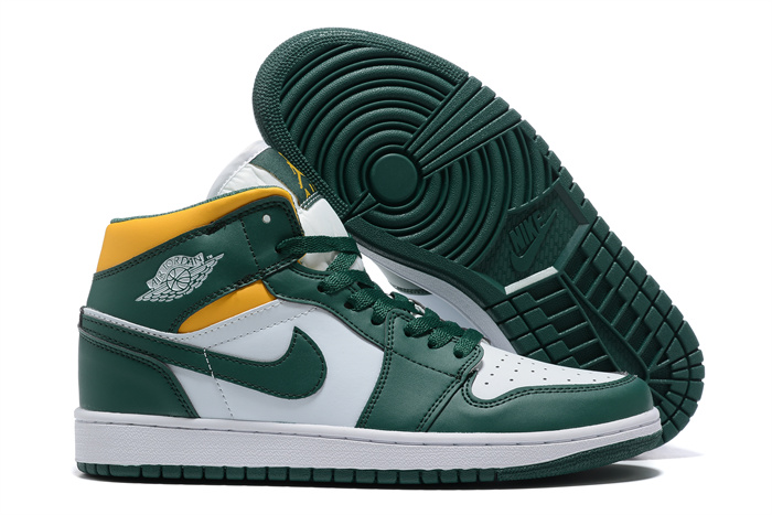 Women's Running Weapon Air Jordan 1 Green White Shoes 0224 Sneaker