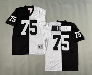 Men's Oakland Raiders #75 Howie Long Mitchell & Ness 1988 Throwbacks Authentics Split Black White NFL Jersey