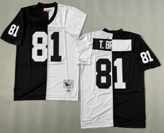 Men's Oakland Raiders #81 Tim Brown Mitchell & Ness 1990 Throwbacks Authentics Split Black White NFL Jersey