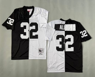 Men's Oakland Raiders #32 Marcus Allen Mitchell & Ness 1984 Throwbacks Authentics Split Black White NFL Jersey