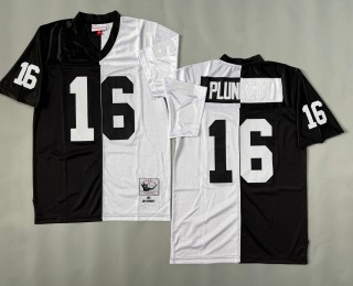 Men's Oakland Raiders #16 Jim Plunkett Mitchell & Ness 1980 Throwbacks Authentics Split Black White Silver NFL Jersey