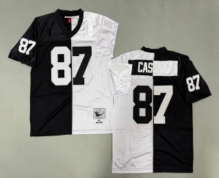 Men's Oakland Raiders #87 Dave Casper Mitchell & Ness 1976 Throwbacks Authentics Split Black White NFL Jersey