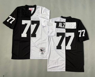 Men's Oakland Raiders #77 Lyle Alzado Mitchell & Ness 1983 Throwbacks Authentics Split Black White NFL Jersey