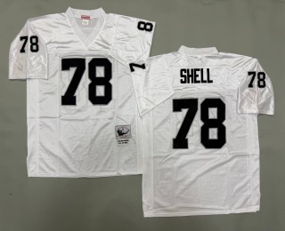 Men's Oakland Raiders #78 Art Shell Mitchell & Ness Throwbacks Authentics White NFL Jersey