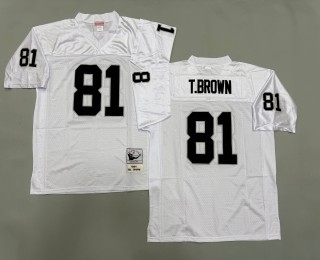 Men's Oakland Raiders #81 Tim Brown Mitchell & Ness 1994 Throwbacks Authentics White NFL Jersey