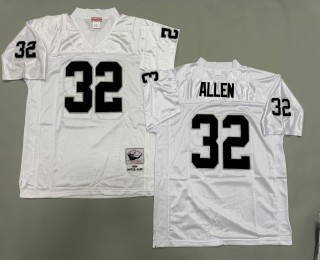 Men's Oakland Raiders #32 Marcus Allen Mitchell & Ness 1984 Throwbacks Authentics White NFL Jersey