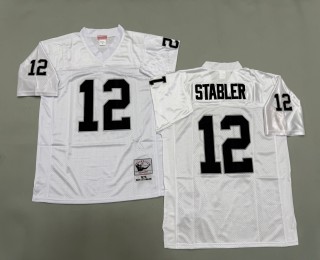 Men's Oakland Raiders #12 Kenny Stabler White Mitchell & Ness 1976 Throwbacks NFL Authentics Jersey
