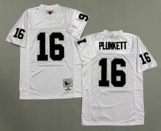 Men's Oakland Raiders #16 Jim Plunkett Mitchell & Ness 1980 with Name tag Throwbacks Authentics White NFL Jerseys