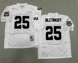 Men's Oakland Raiders #25 Fred Biletnikoff Mitchell & Ness Throwbacks Authentics White NFL Jersey