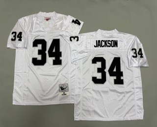 Men's Oakland Raiders #34 Bo Jackson Mitchell & Ness 1988 Throwbacks Authentics White NFL Jersey