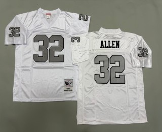 Men's Oakland Raiders #32 Marcus Allen Mitchell & Ness 1984 Throwbacks Authentics White Silver NFL Jersey