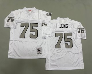 Men's Oakland Raiders #75 Howie Long Mitchell & Ness 1987 Throwbacks Authentics White Silver NFL Jersey