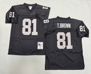 Men's Oakland Raiders #81 Tim Brown Mitchell & Ness 1994 Throwbacks Authentics Black NFL Jersey