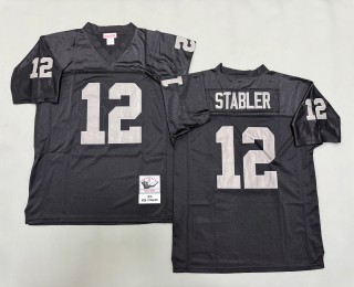 Men's Oakland Raiders #12 Kenny Stabler Black Mitchell & Ness 1976 Throwbacks NFL Authentics Jersey