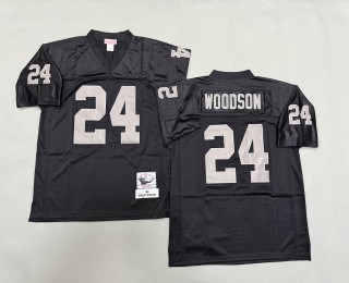 Men's Oakland Raiders #24 Charles Woodson Mitchell & Ness 1998 Throwbacks Authentics NFL Black Jersey
