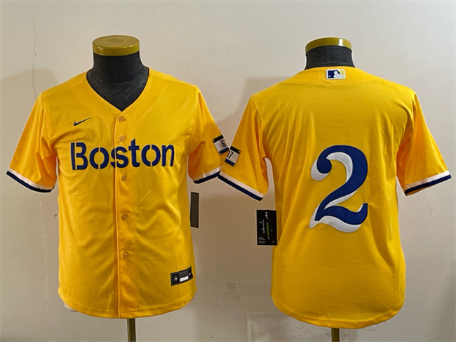 Youth Boston Red Sox #2 Alex Bregman Gold City Connect Stitched Baseball Jersey