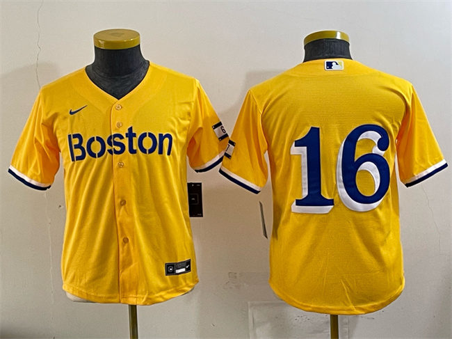 Youth Boston Red Sox #16 Jarren Duran Gold City Connect Stitched Baseball Jersey