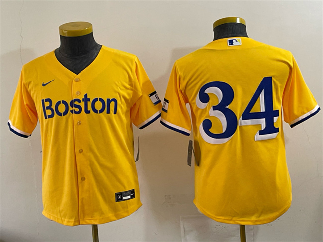 Youth Boston Red Sox #34 David Ortiz Gold City Connect Stitched Baseball Jersey
