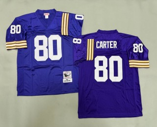 Men's Minnesota Vikings #80 Cris Carter Mitchell & Ness 1995 Throwbacks Authentics Purple Jersey