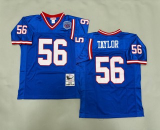 Men's New York Giants #56 Lawrence Taylor Mitchell & Ness 1990 Throwbacks Authentics Royal XXV Super Bowl Patch NFL Jersey
