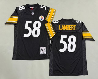 Men's Pittsburgh Steelers #58 Jack Lambert Mitchell & Ness 1975 Throwbacks Authentics Black Jersey