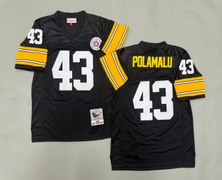 Men's Pittsburgh Steelers #43 Troy Polamalu Mitchell & Ness 2005 Throwbacks Authentics Bold Black Jerseys