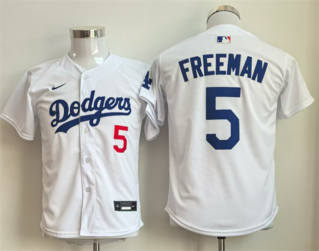 Youth Los Angeles Dodgers #5 Freddie Freeman White Limited Stitched Baseball Jersey