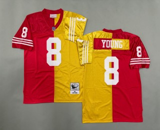 Men's San Francisco 49ers #8 Steve Young Mitchell & Ness 1994 Throwbacks Authentics Split Scarlet Gold Jersey