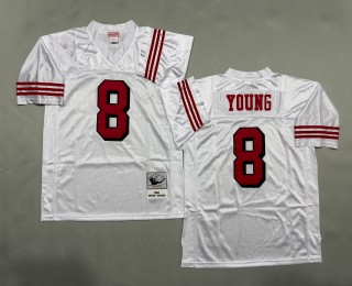 Men's San Francisco 49ers #8 Steve Young Mitchell & Ness 1994 Throwbacks Authentics White Jerseys