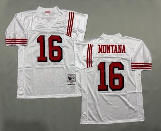 Men's San Francisco 49ers #16 Joe Montana Mitchell & Ness 1989 Throwbacks Authentics White Jerseys