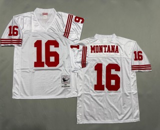 Men's San Francisco 49ers #16 Joe Montana Mitchell & Ness 1989 Throwbacks Authentics White Jersey
