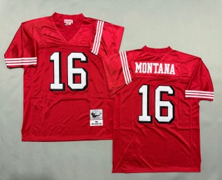 Men's San Francisco 49ers #16 Joe Montana Mitchell & Ness 1989 Throwbacks Authentics Red Jersey