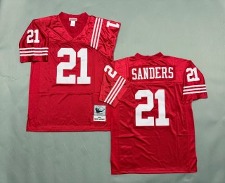 Men's San Francisco 49ers #21 Deion Sanders Mitchell & Ness 1994 Throwbacks Authentics Scarlet Jersey