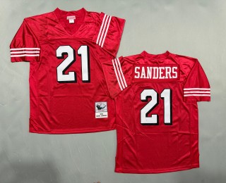 Men's San Francisco 49ers #21 Deion Sanders Mitchell & Ness 1994 Throwbacks Authentics Red Jersey
