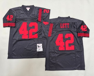 Men's San Francisco 49ers #42 Ronnie Lott Mitchell & Ness 1989 Throwbacks Authentics Black Jersey