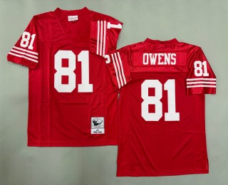 Men's San Francisco 49ers #81 Terrell Owens Mitchell & Ness 1990 Throwbacks Authentics Scarlet Jersey