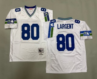 Men's Seattle Seahawks #80 Steve Largent White 1985 Throwbacks Authentics Mitchell & Ness NFL Jersey