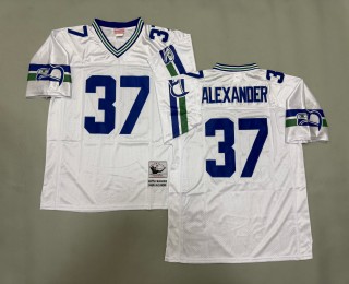 Men's Seattle Seahawks #37 Shaun Alexander White Throwbacks Authentics Mitchell & Ness NFL Jersey