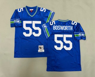 Men's Seattle Seahawks #55 Brian Bosworth Royal 1987 Throwbacks Authentics Mitchell & Ness NFL Jersey
