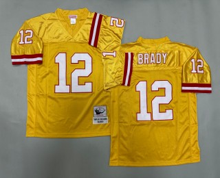 Men's Tampa Bay Buccaneers #12 Tom Brady Mitchell & Ness Throwbacks Authentics Gold Jersey