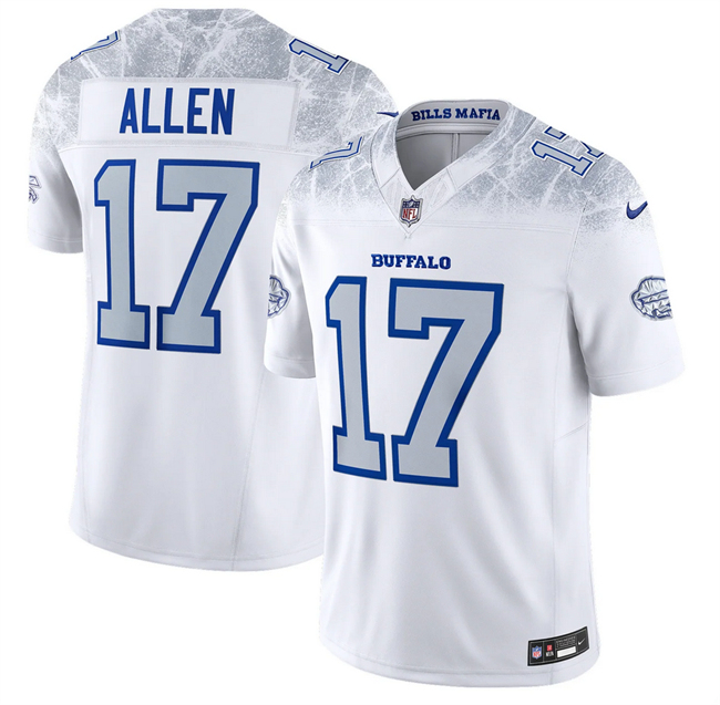 Men's Buffalo Bills #17 Josh Allen White 2025 F.U.S.E. 'Rivalries' Vapor Untouchable Limited Stitched Football Jersey