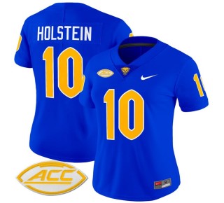 Women's Pittsburgh Panthers #10 Eli Holstein Royal 2025 Nike Vapor Limited Stitched Football Jersey