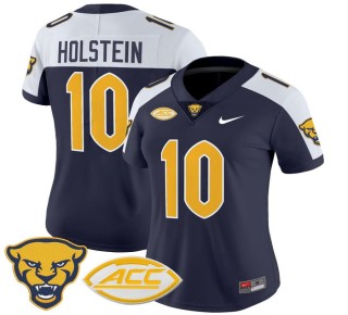 Women's Pittsburgh Panthers #10 Eli Holstein Navy Alternate 2025 Nike Vapor Limited Stitched Football Jersey