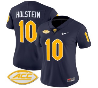 Women's Pittsburgh Panthers #10 Eli Holstein Navy 2025 Nike Vapor Limited Stitched Football Jersey