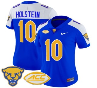 Women's Pittsburgh Panthers #10 Eli Holstein Royal Alternate 2025 Nike Vapor Limited Stitched Football Jersey