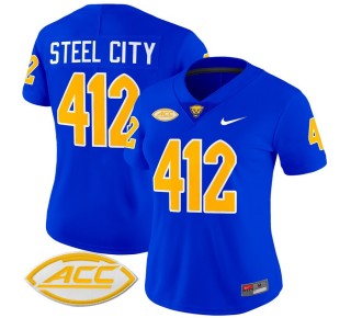 Women's Pittsburgh Panthers 412 Steel City Royal 2025 Nike Vapor Limited Stitched Football Jersey