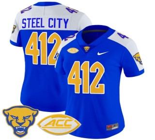 Women's Pittsburgh Panthers 412 Steel City Royal Alternate 2025 Nike Vapor Limited Stitched Football Jersey