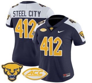 Women's Pittsburgh Panthers 412 Steel City Navy Alternate 2025 Nike Vapor Limited Stitched Football Jersey